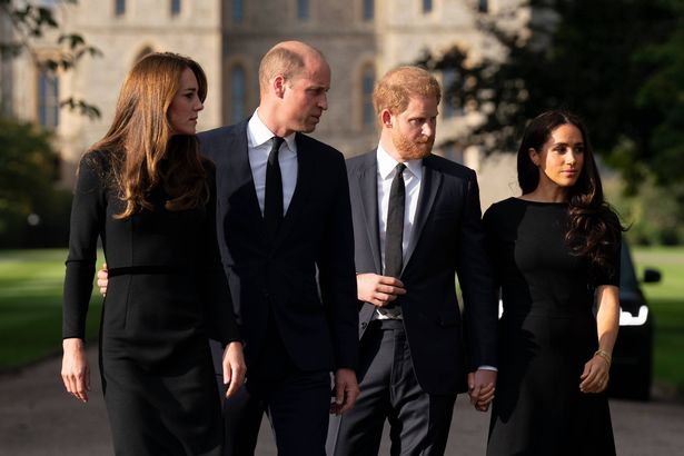 The royal brothers and their wives pictured at Windsor Castle after the death of Queen Elizabeth II
