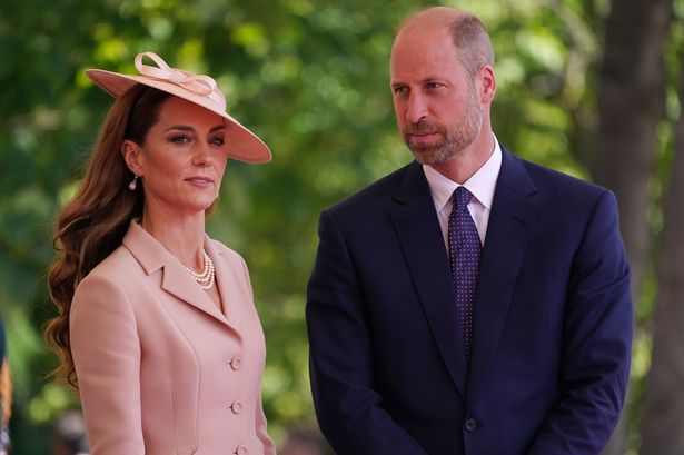 Catherine, Princess of Wales and Prince William, Prince of Wales welcome French President Emmanuel Macron and his wife Brigitte Macron
