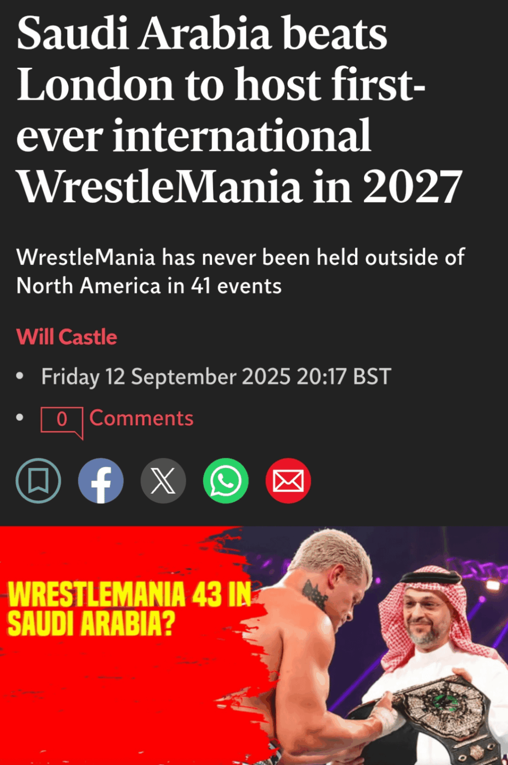 WWE takes more blood money from Saudi to host the first international WrestleMania