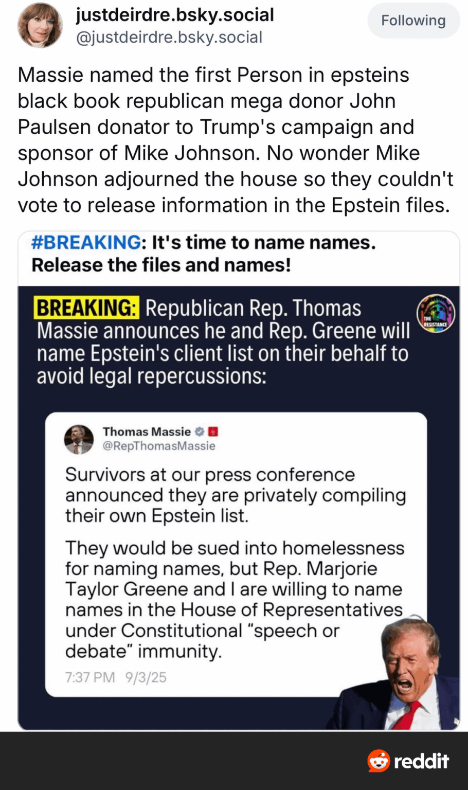 Thomas Massie names the first name from Epstein’s little black book