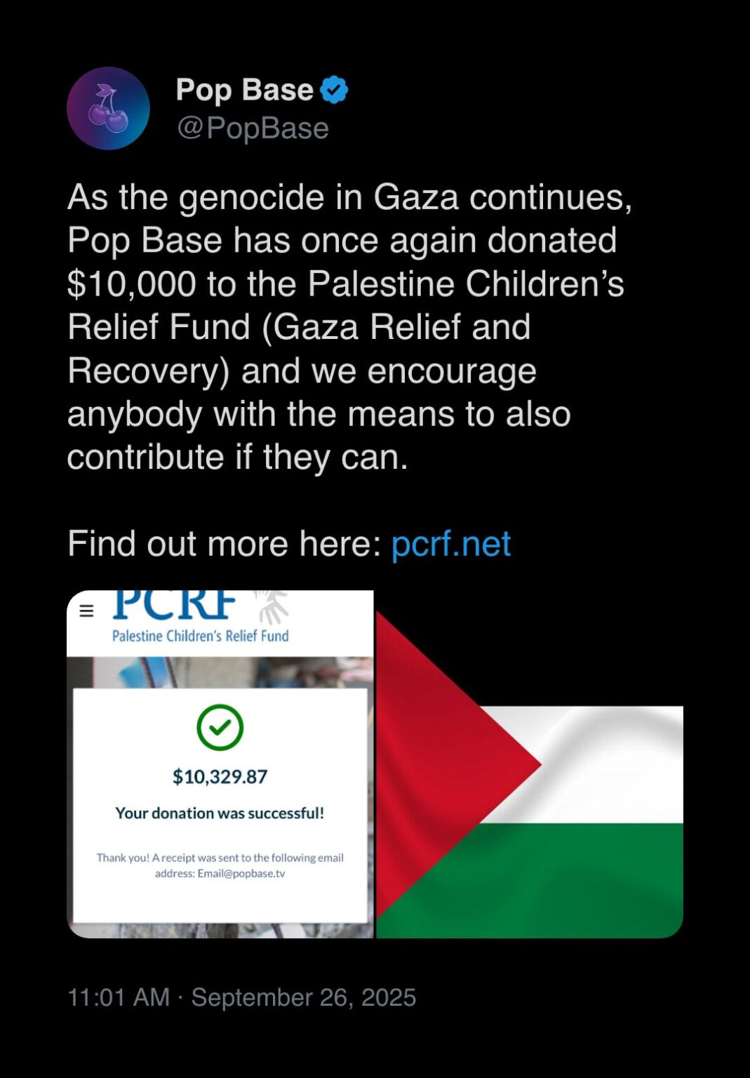 Pop Base donates to help Palestinians in Gaza again