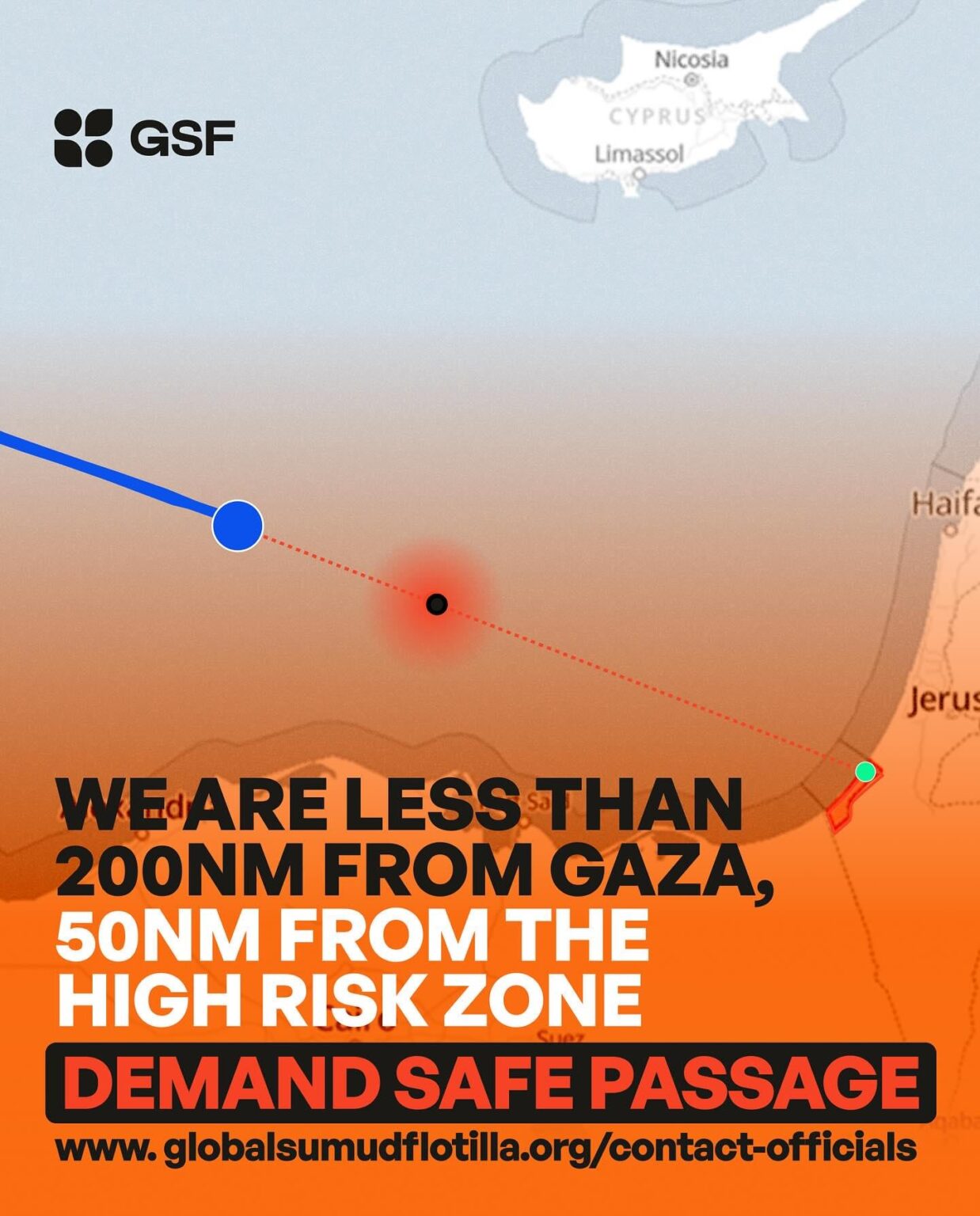 The Global Sumud Flotilla is less that 200 nautical miles (or 230 miles/370 kilometers) from Gaza.