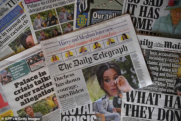 The newspaper front pages on March 9, 2021, following Harry and Meghan's Oprah interview