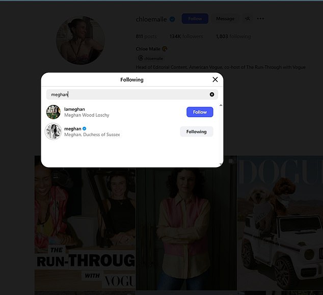 Shortly after her appointment was made public, it emerged that Chloe is following Meghan, 44, on Instagram in what may be seen as a sign that the Duchess' frosty relationship with the publication is thawing