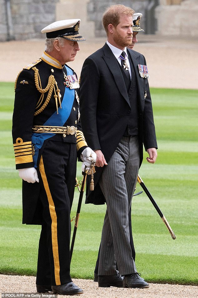 Buckingham Palace is remaining tight-lipped on whether King Charles will meet his estranged son (pictured together in September 2022)