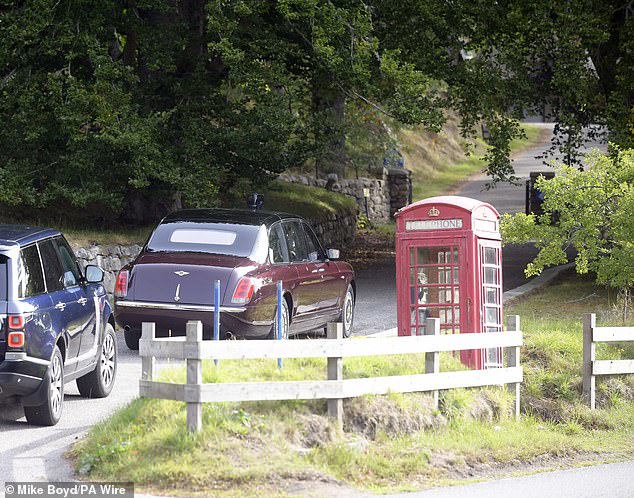 The royals make their way through the pretty countryside around the Scottish royal residence