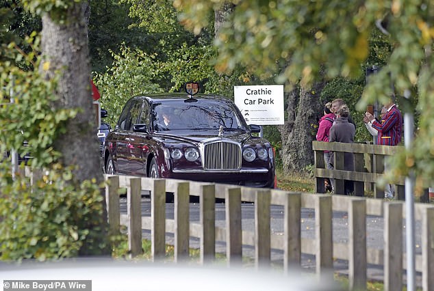 The King and Queen, pictured close to Balmoral, will return to London this week for the Duchess of Kent's funeral in Westminster Cathedral on Tuesday