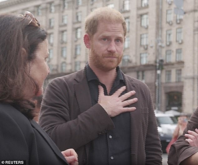 The trip came during the same weekend Prince Harry visited a makeshift memorial to fallen soldiers in Kyiv, where he was pictured appearing emotional