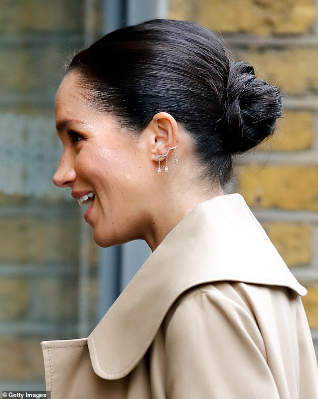 Markle sparkle: Meghan Markle pictured wearing lab-grown earrings in 2019
