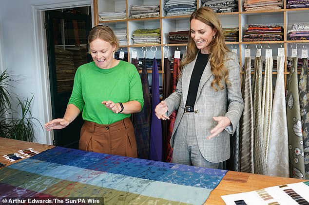 The Princess of Wales is pictured during a visit to Sudbury Silk Mills in Sudbury, Suffolk, on September 11, 2025