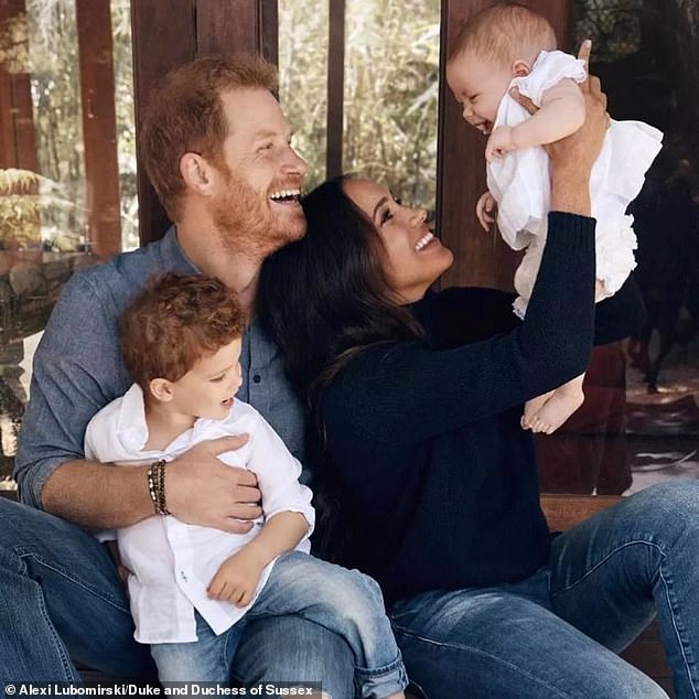 I disclosed in my Daily Mail social diary, Eden Confidential, last Saturday that the Duke of Sussex wanted his children to be educated in Britain. Pictured: Prince Harry with Meghan, Archie and Lilibet