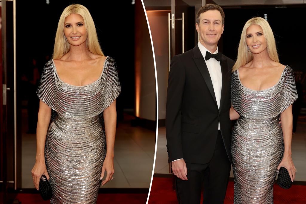 Ivanka Trump glimmers in show-stopping silver gown at gala with husband Jared Kushner