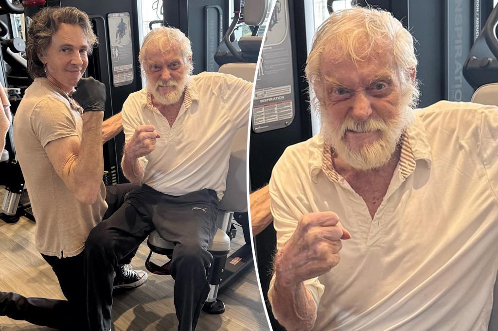 Dick Van Dyke flexes muscles at the gym with Rick Springfield Dick Van Dyke flexes muscles at the gym with Rick Springfield