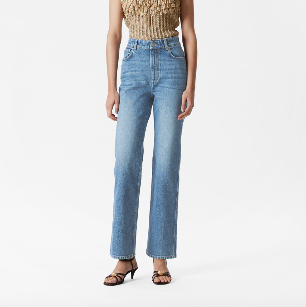 High-Waist Straight-Leg Jeans