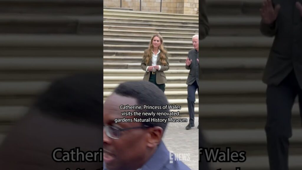 Catherine, Princess of Wales, visits the newly renovated  Natural History Museum gardens in London.