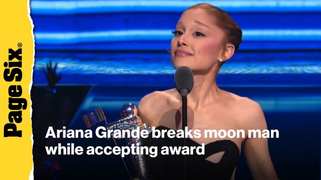 Ariana Grande cries during 2025 VMA speech, breaks moon man award Ariana Grande cries during 2025 VMA speech, breaks moon man award