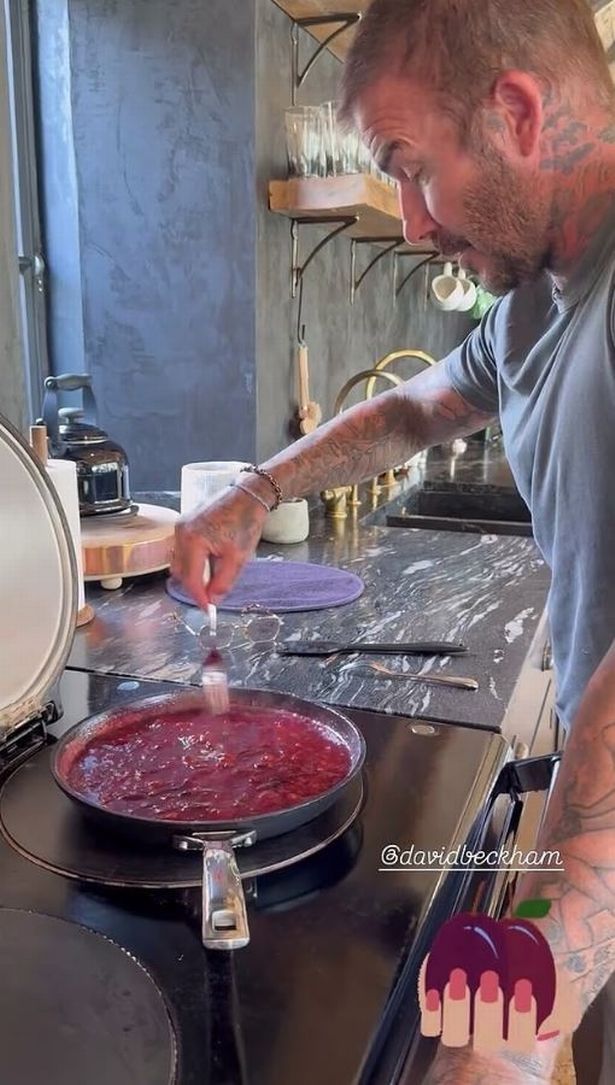 David worked hard on the jam in the family's Cotswold kitchen