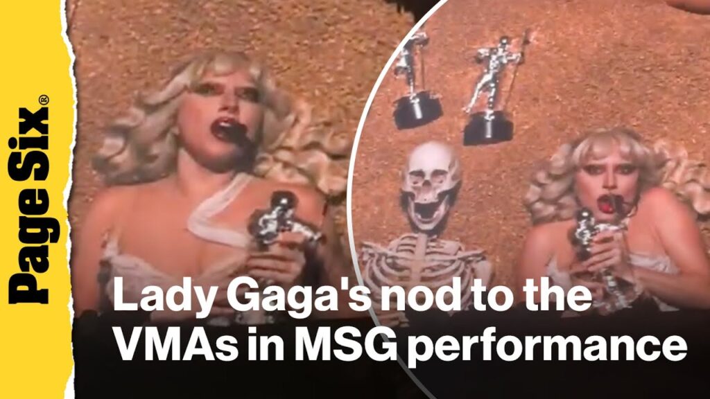 Lady Gaga performs with Moon Person awards during VMAs performance at Madison Square Garden Lady Gaga performs with Moon Person awards during VMAs performance at Madison Square Garden