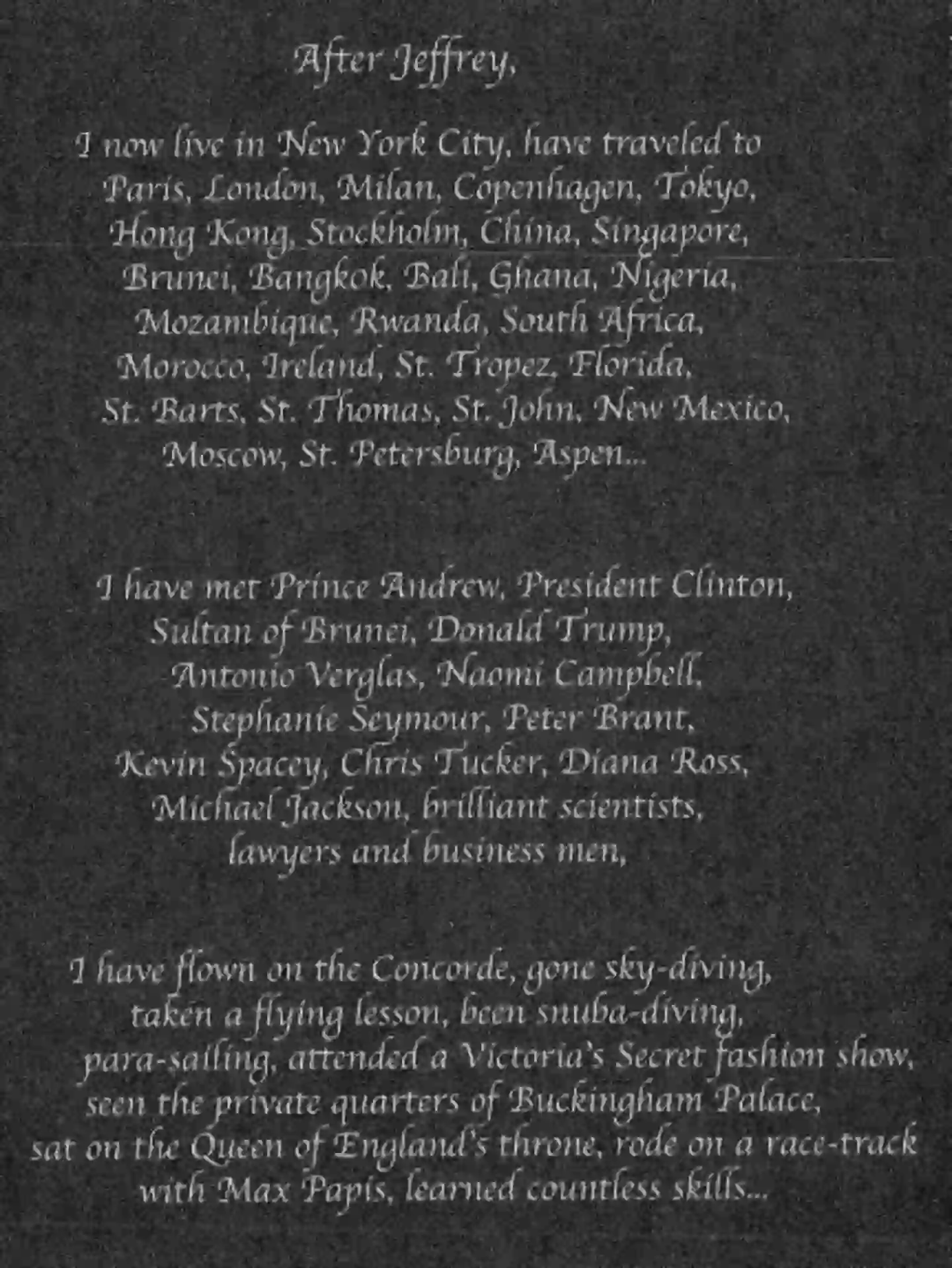 She wrote of the people she met (House Oversight Committee)