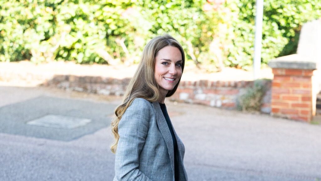 Business chic! Kate Middleton pays tribute to her husband by wearing Prince of Wales check as she honours her ancestors with a visit to a family-run weaving mill