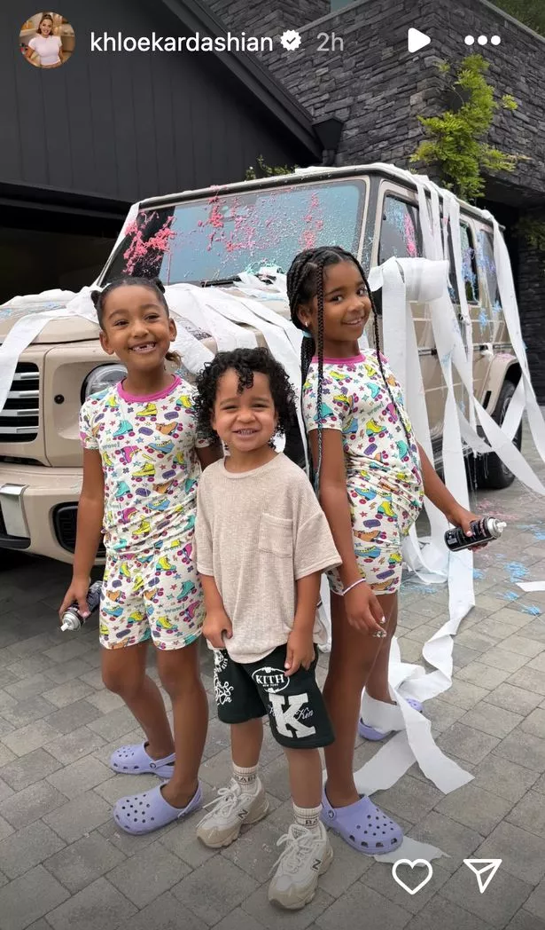 Khloe shared her kids looking proud of their prank