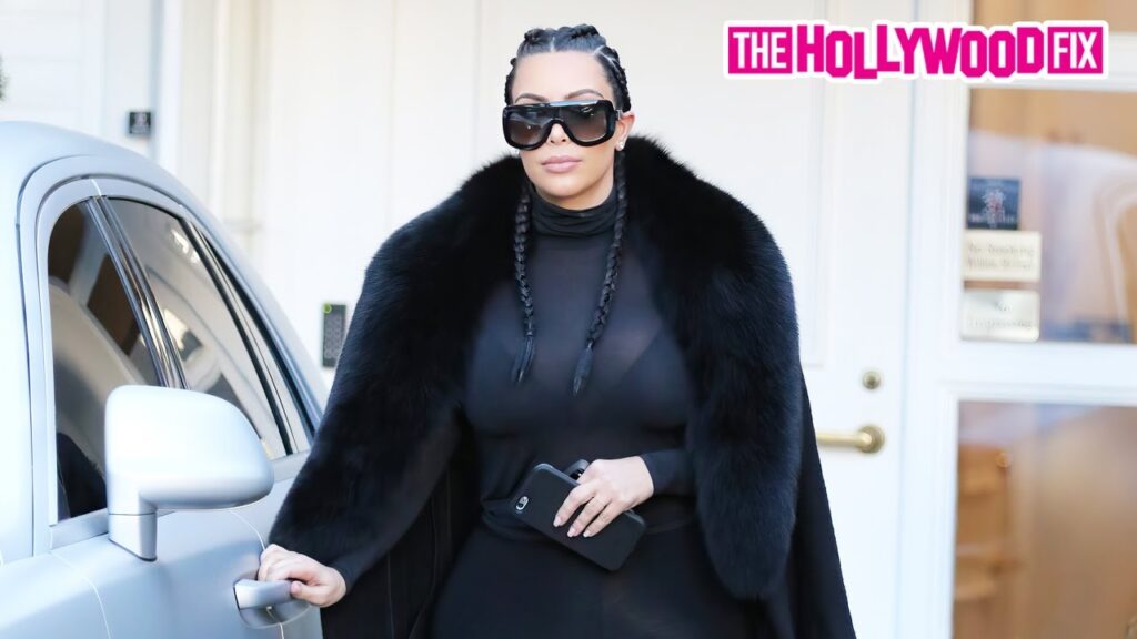 Kim Kardashian Is Bossed Up In A Black Fur Coat While Leaving Epione & Heading To A Friend's House