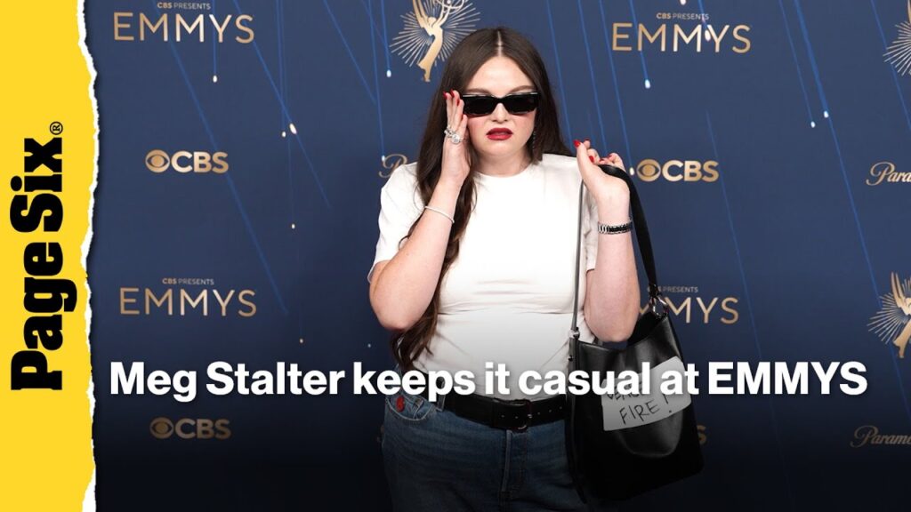 Megan Stalter attends Emmys 2025 in denim and a white T-shirt: 'Bring back jeans on the red carpet!'
