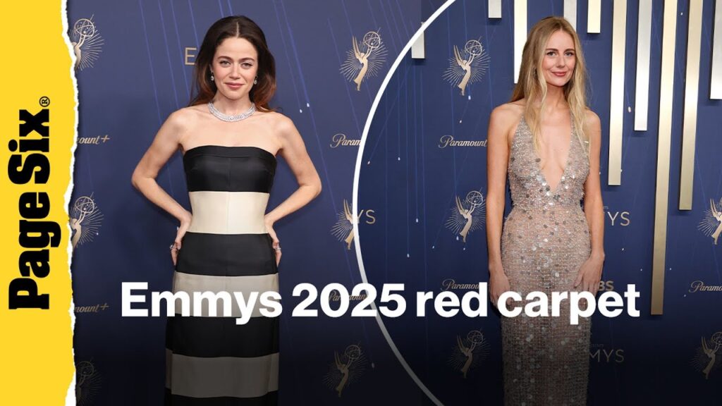 Emmys 2025 red carpet: See all the celebrity outfits: Sam Nivola, Walton Goggins, and more