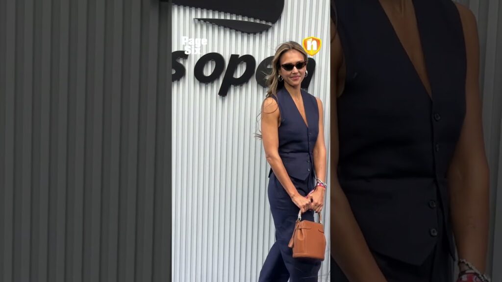 Jessica Alba looks absolutely stunningggggg arriving to the 2025 US Open #shorts