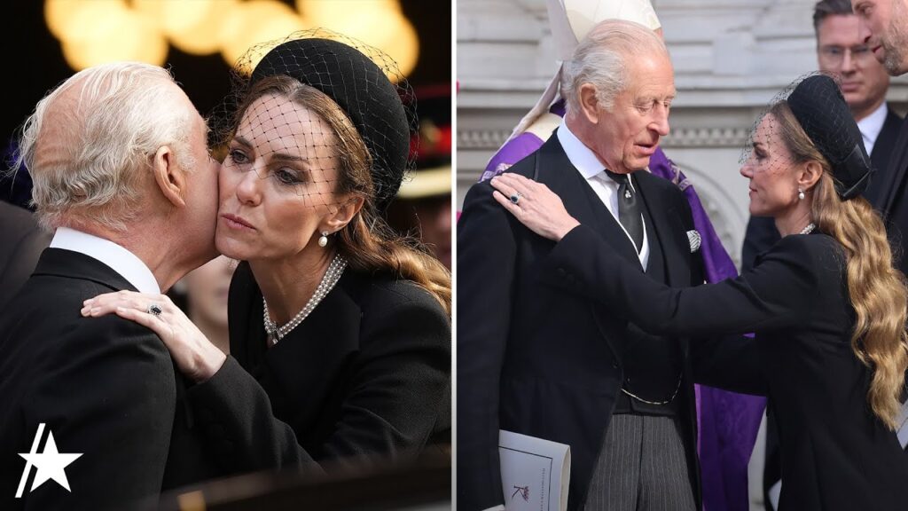 Kate Middleton Gives King Charles KISS & CURTSY At Duchess Of Kent's Funeral