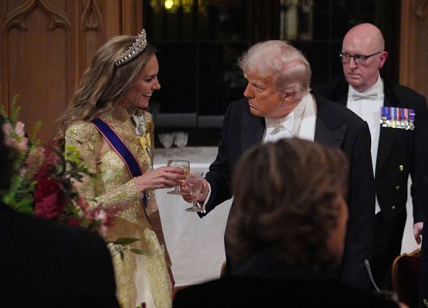 The Princess of Wales toasts US President Donald Trump after his speech at the state banquet for the US President and First Lady Melania Trump at Windsor Castle, Berkshire, on day one of their second state visit to the UK. Picture date: Wednesday September 17, 2025. PA Photo. Photo credit should read: Yui Mok/PA Wire