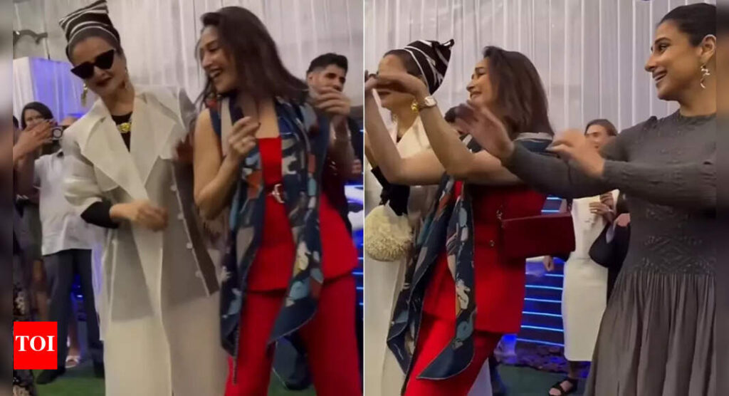 Rekha dancing with Madhuri Dixit, Vidya Balan at Shabana Azmi's 75th birthday wins the internet, Urmila Matondkar joins in - WATCH VIDEO | Hindi Movie News
