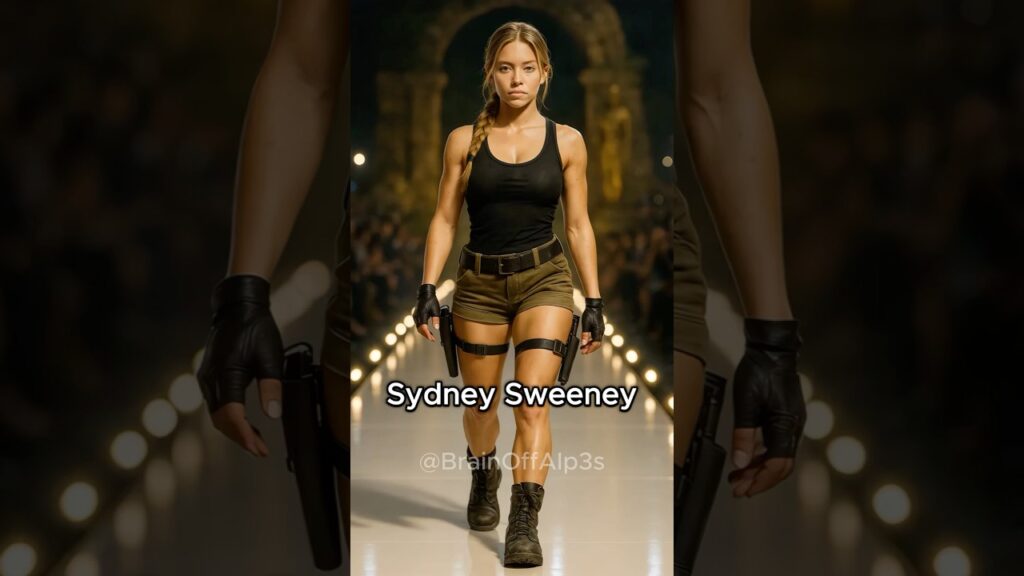 Famous Actresses Shine as Lara Croft on the Runway 🔥🎬 #laracroft #TombRaider #Zendaya #JennaOrtega
