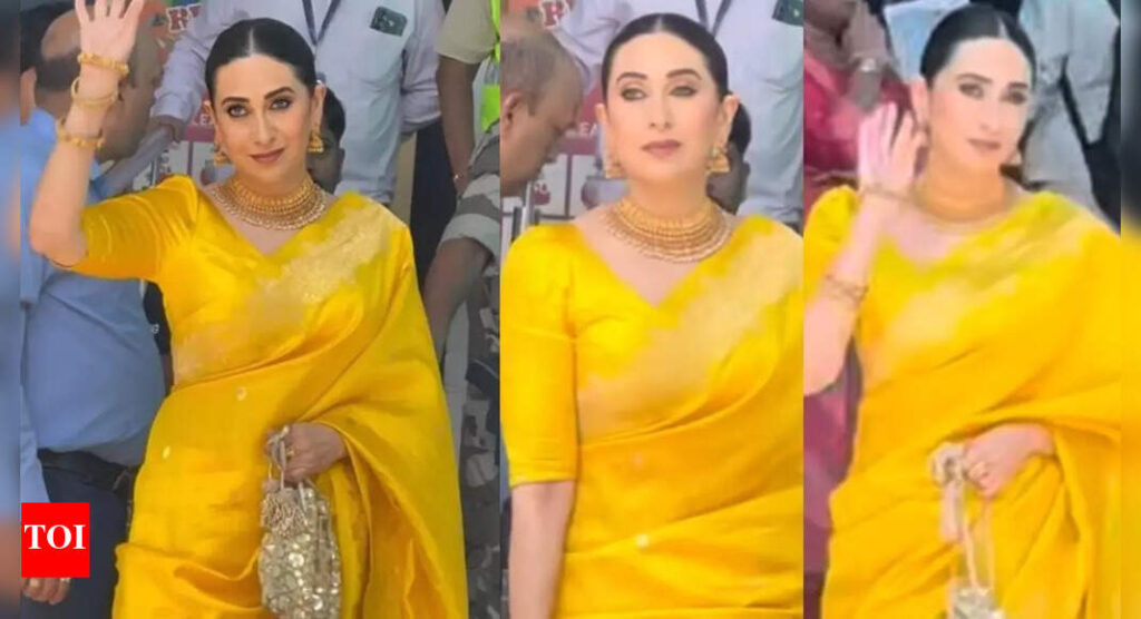 Karisma Kapoor celebrates Navratri in stunning yellow saree; spotted at airport amid legal battle with Priya Sachdev over Sunjay Kapur’s estate | Hindi Movie News Karisma Kapoor celebrates Navratri in stunning yellow saree; spotted at airport amid legal battle with Priya Sachdev over Sunjay Kapur’s estate | Hindi Movie News