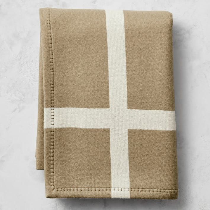 Cashmere & Wool Equestrian Throw, Grey