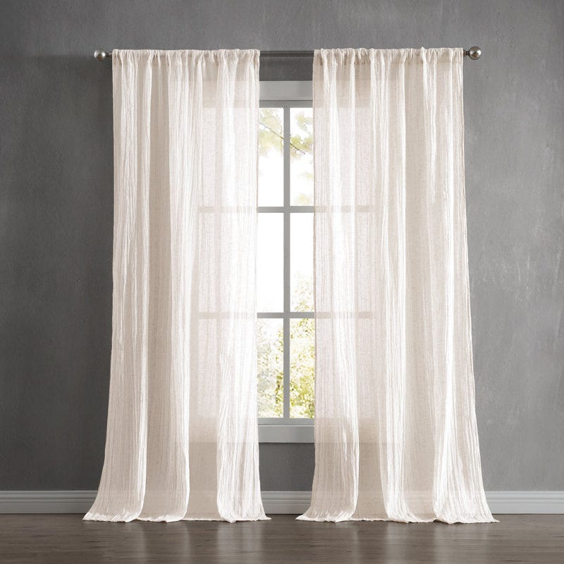 French Connection Kamra Solid Semi-Sheer Curtain Panels
