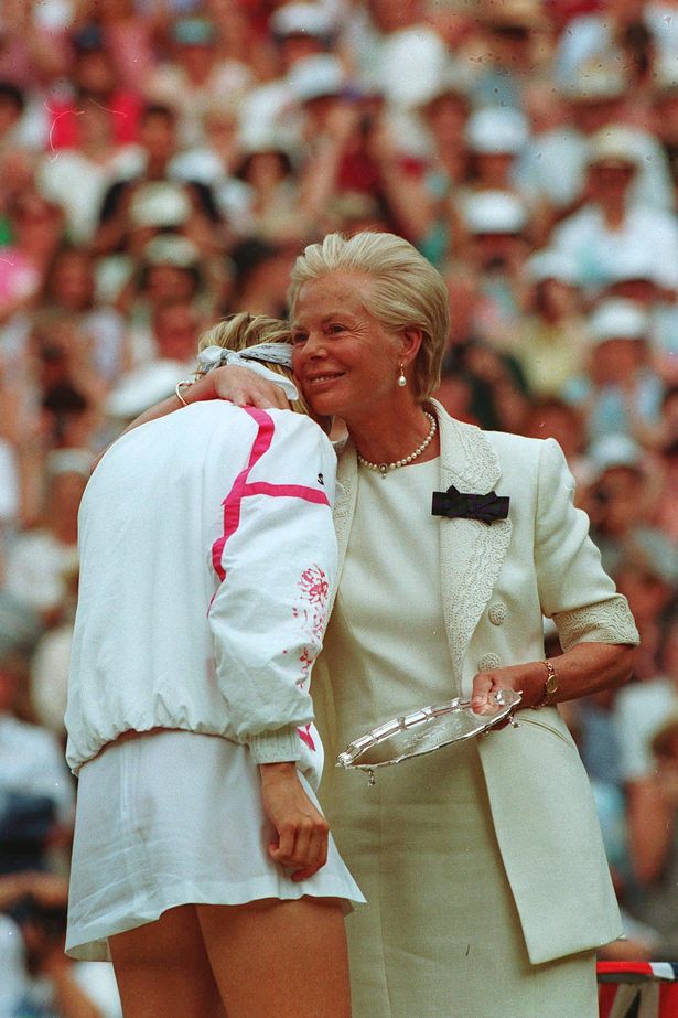 The duchess consoling tennis ace Jana Novotna on Centre Court after the 1993 Wimbledon ladies final