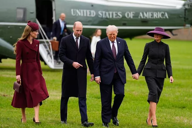 The Prince and Princess of Wales (left) receive US President Donald Trump and First Lady Melania Trump at Windsor Castle in Windsor, Berkshire, on day one of their second state visit to the UK.