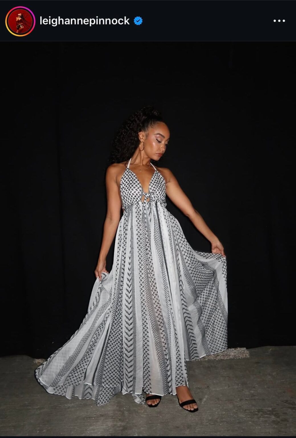 Leigh-Anne Pinnock wore a keffiyeh dress at Together for Palestine last night. Says None of us are free until Palestine is free