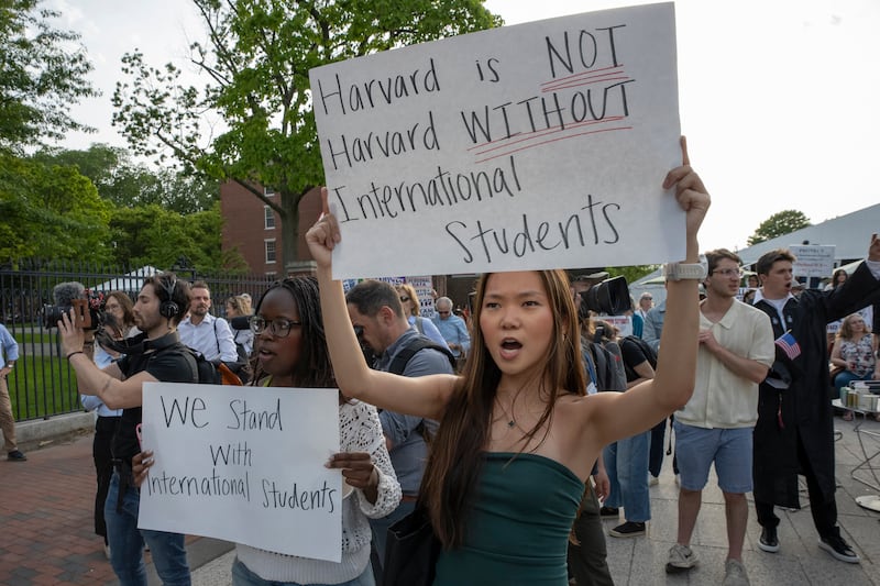 Harvard Students for Freedom rally. May Mailman was the architect of President Donald Trump's attempts to force universities to submit to unprecedented oversight.