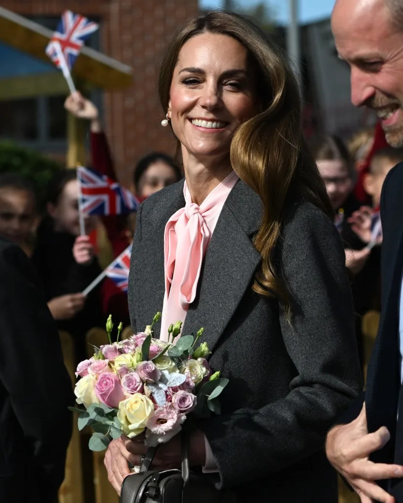 Kate Middleton at Farnborough Road Infant and Junior School in Southport. Getty Images