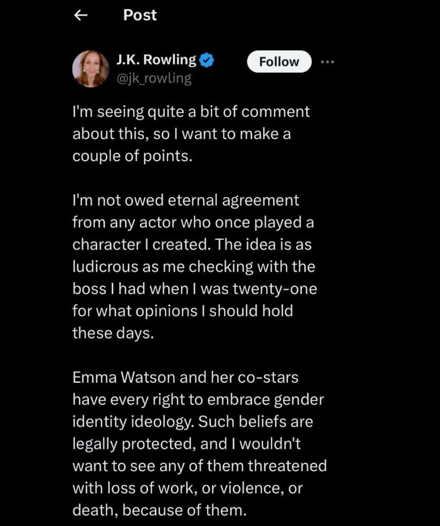 J.K. Rowling posts a long rant about Emma Watson and Daniel Radcliffe