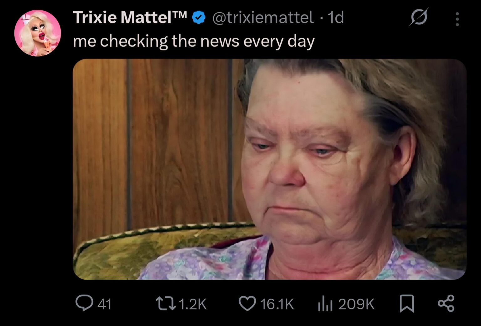 Trixie Mattel shares a tweet that speaks to us all