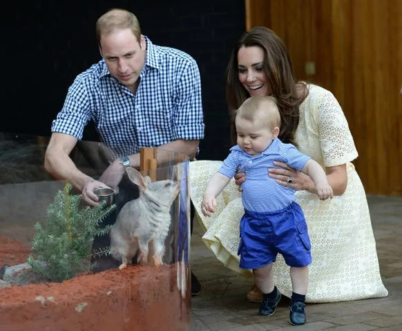Getty Prince William, Kate Middleton, and Prince George on April 20, 2014