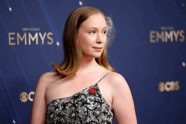 Getty Hannah Einbinder posing on the Emmys 2025 red carpet