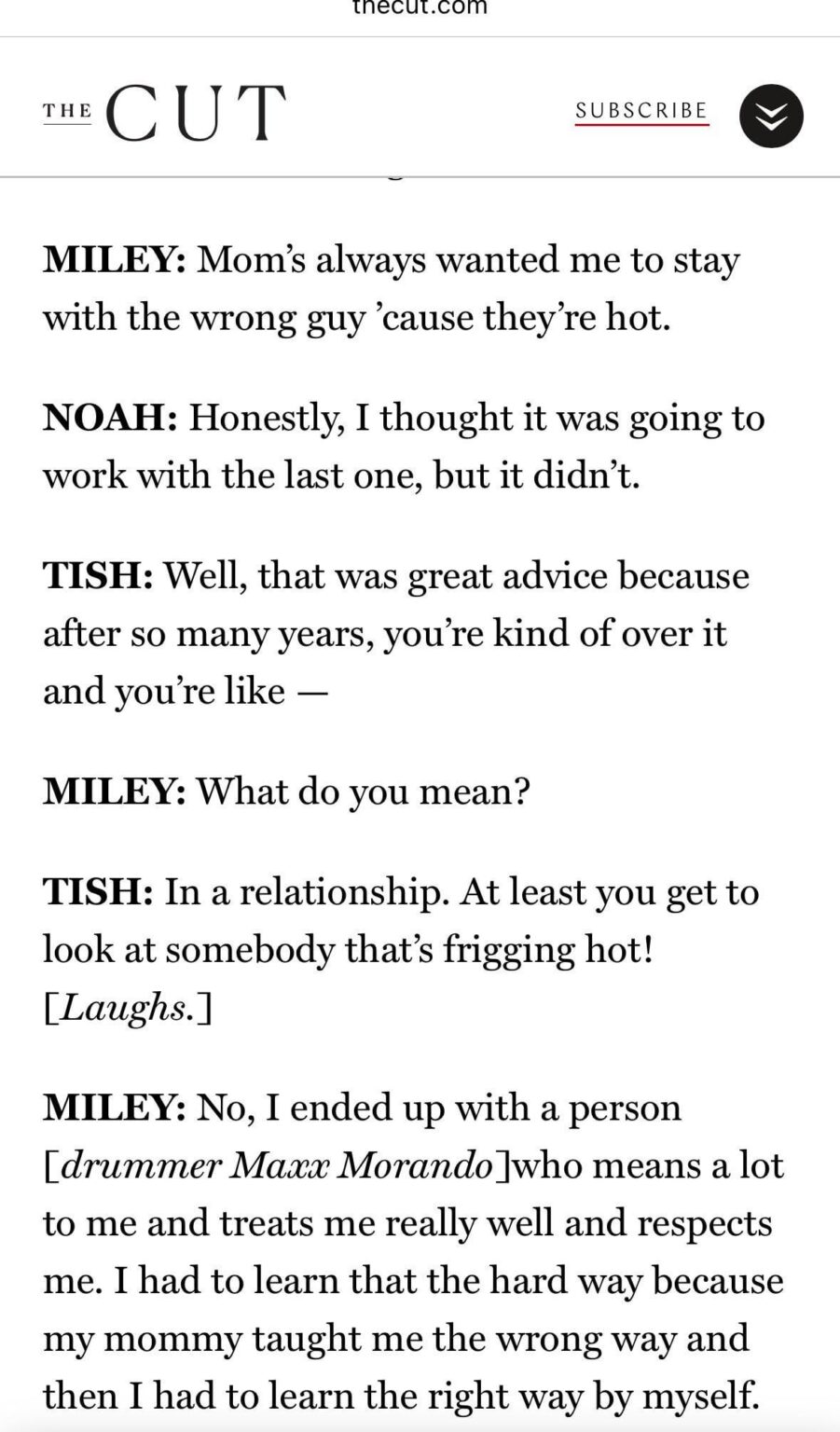 The family dynamics at play in the Cyrus sisters' interview with The Cut are absolutely wild