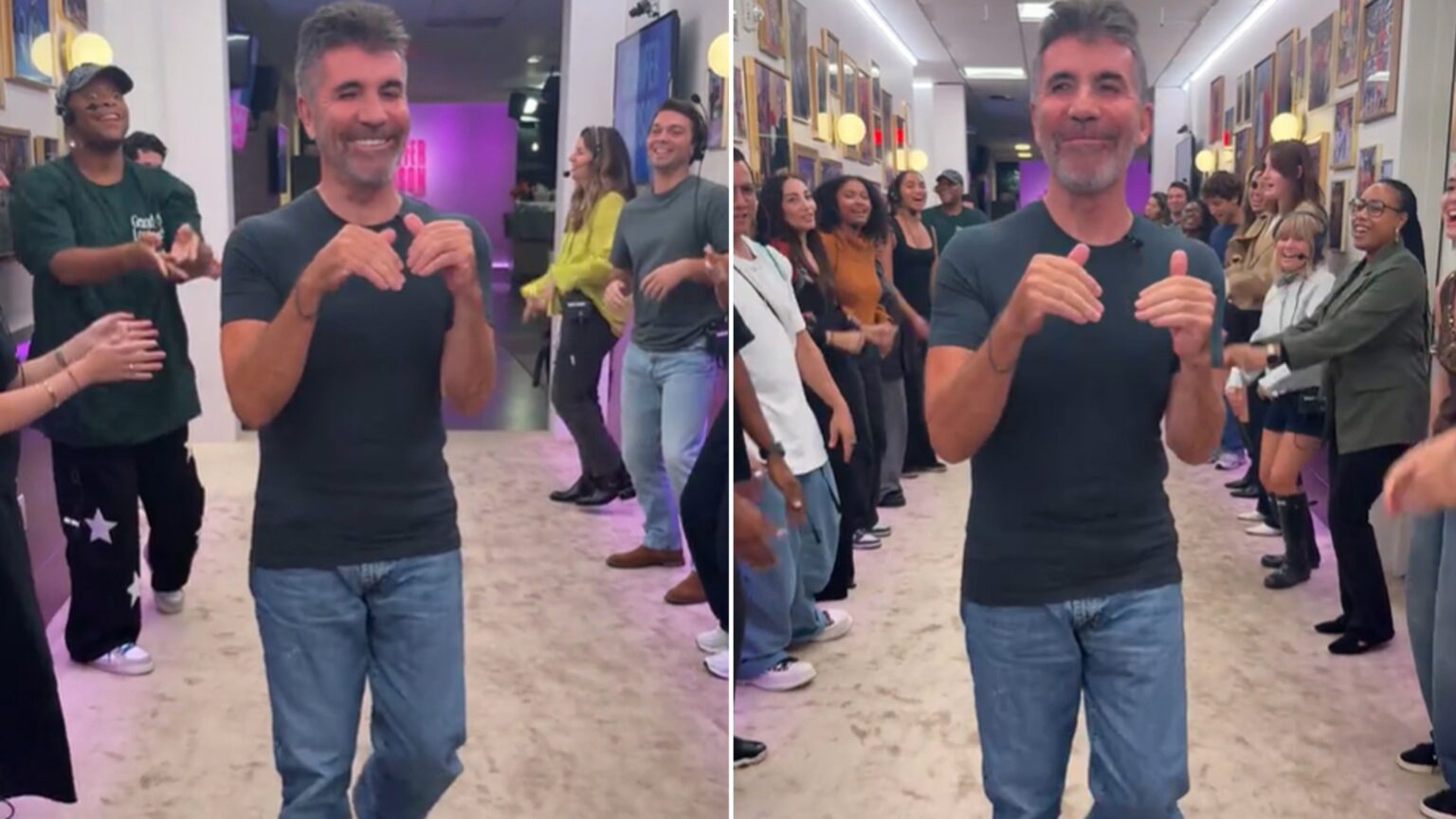 Simon Cowell Goes Viral for Jennifer Hudson Spirit Tunnel Appearance Simon Cowell Goes Viral for Jennifer Hudson Spirit Tunnel Appearance