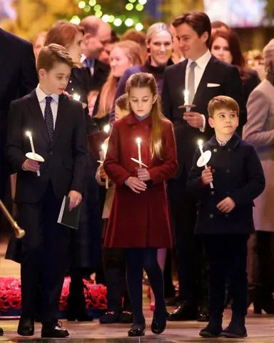 Chris Jackson / POOL / AFP Prince George, Princess Charlotte, and Prince Louis of Wales in December 2023.