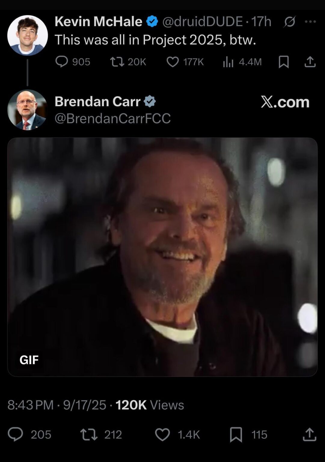 FCC Chair Brendan Carr admits following Project 2025 to Glee’s Kevin McHale