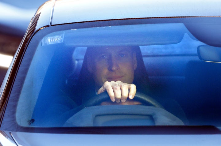 Prince William leaves The London Clinic after visiting the Princess of Wales on Jan. 18, 2024, following her abdominal surgery.